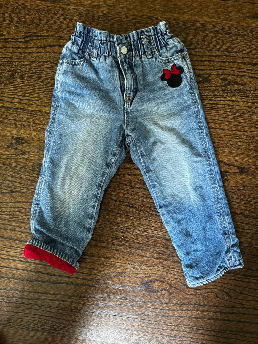 EUC Gap Fleece-lined Minnie Mouse jeans!